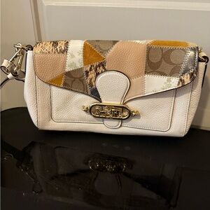Coach Patchwork Leather Shoulder Bag - Cream and Brown